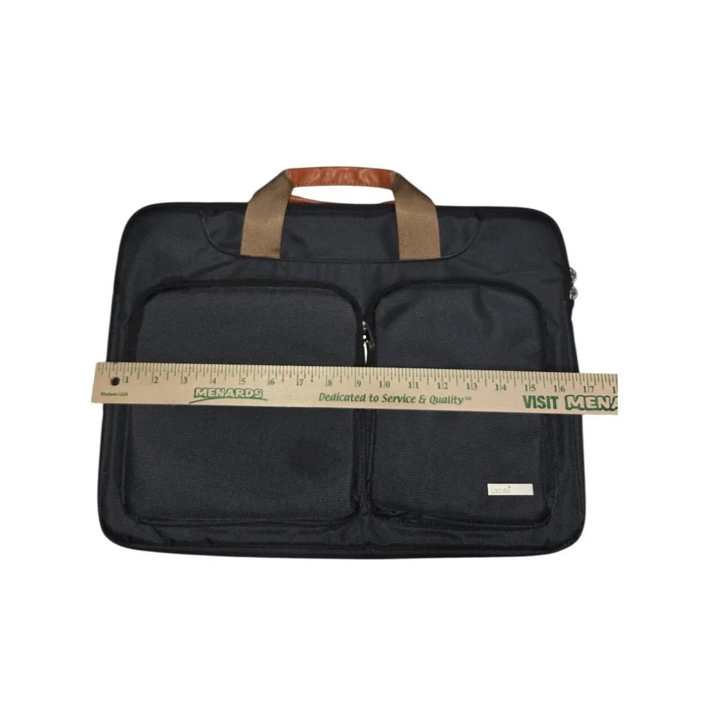 Lacdo Laptop Briefcase Mens OS Black Messenger Bag Padded Multi-Pocket Business